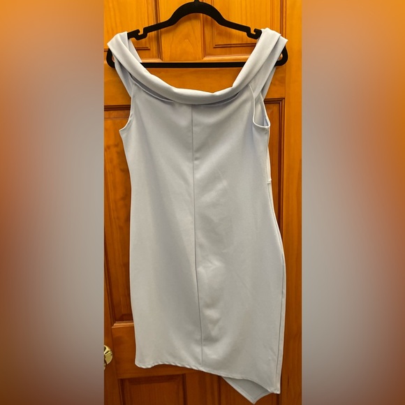 Charlotte Russe Young Women's Off Shoulder Asymmetric Mini Dress Light Blue L - Picture 4 of 10